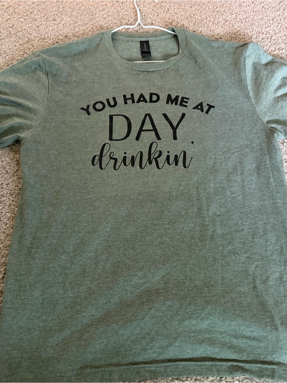Gildan Heather Green "You Had Me At Day Drinkin'" Graphic Tee